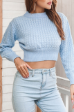 Casual Solid Hollowed Out O Neck Tops Sweater