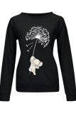 Fashion Casual Print Split Joint O Neck Tops