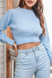 Casual Solid Hollowed Out O Neck Tops Sweater