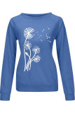Fashion Casual Print Split Joint O Neck Tops