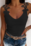 Fashion Casual Solid Patchwork V Neck Tops