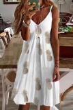 Casual Print Split Joint V Neck A Line Dresses