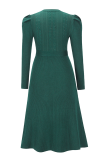Elegant Solid With Belt O Neck Dresses Sweater