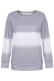 Fashion Sweet Gradual Change Split Joint O Neck Tops