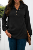 Fashion Casual Solid Split Joint V Neck T-Shirts
