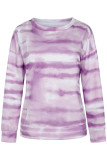 Fashion Sweet Print Split Joint O Neck Tops