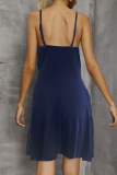 Fashion Elegant Print Split Joint Buckle V Neck A Line Dresses