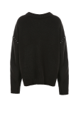Casual Solid Split Joint  Contrast O Neck Tops