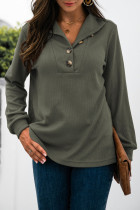 Fashion Casual Solid Split Joint V Neck T-Shirts