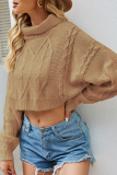 Casual Solid Split Joint Turtleneck Tops Sweater