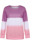 Fashion Sweet Gradual Change Split Joint O Neck Tops