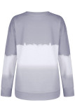 Fashion Sweet Gradual Change Split Joint O Neck Tops