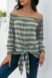 Fashion Casual Striped Split Joint Off the Shoulder T-Shirts