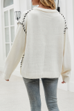Casual Solid Split Joint  Contrast O Neck Tops