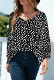 Fashion Casual Print Split Joint V Neck Tops
