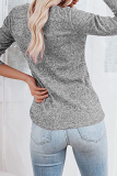 Casual Solid Split Joint Buttons O Neck Tops
