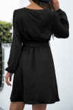 Fashion Casual Solid Split Joint V Neck A Line Dresses