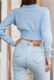 Casual Solid Hollowed Out O Neck Tops Sweater