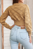 Casual Solid Hollowed Out O Neck Tops Sweater