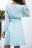 Fashion Casual Solid Split Joint V Neck A Line Dresses