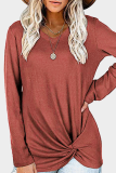Casual Solid Patchwork Fold V Neck Tops