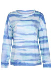 Fashion Sweet Print Split Joint O Neck Tops
