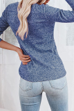 Casual Solid Split Joint Buttons O Neck Tops