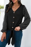 Fashion Elegant Solid Split Joint V Neck Tops