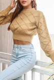 Casual Solid Hollowed Out O Neck Tops Sweater