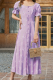 Elegant Print Buckle Flounce O Neck A Line Dresses