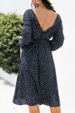 Fashion Casual Polka Dot Split Joint O Neck A Line Dresses