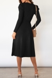 Elegant Solid With Belt O Neck Dresses Sweater