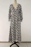 Fashion Street Print Split Joint V Neck A Line Dresses