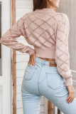 Casual Solid Hollowed Out O Neck Tops Sweater