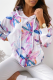 Casual Floral Split Joint Pocket Hooded Collar Tops