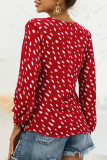 Fashion Casual Print Split Joint V Neck Tops