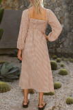 Fashion Elegant Plaid Split Joint Square Collar A Line Dresses