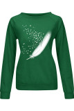 Fashion Casual Print Split Joint O Neck Tops