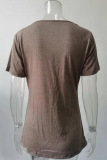 Casual Solid Split Joint Fold V Neck T-Shirts