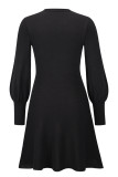 Fashion Celebrities Solid Patchwork O Neck A Line Dresses