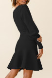 Fashion Celebrities Solid Patchwork O Neck A Line Dresses