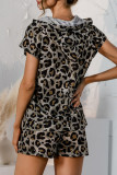 Fashion Casual Print Split Joint Hooded Collar Short Sleeve Two Pieces