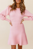 Fashion Celebrities Solid Patchwork O Neck A Line Dresses