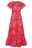 Fashion Casual Print Split Joint V Neck A Line Dresses