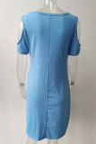 Casual Solid Split Joint Fold V Neck A Line Dresses