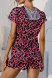 Fashion Casual Print Split Joint Hooded Collar Short Sleeve Two Pieces