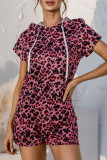 Fashion Casual Print Split Joint Hooded Collar Short Sleeve Two Pieces