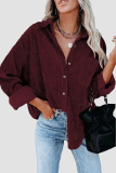 Casual Street Solid Pocket Buckle Turndown Collar Tops