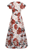 Fashion Casual Print Split Joint V Neck A Line Dresses
