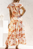 Fashion Casual Print Split Joint V Neck A Line Dresses